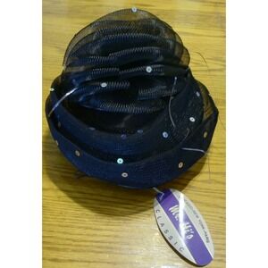 Vintage Mr. Hi's Ladies Topper Hat NOS Black Glitzy NEW